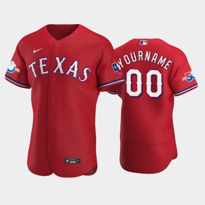 Texas Rangers Custom Authentic 50th Anniversary Men's Nike Alternate MLB Jersey Red